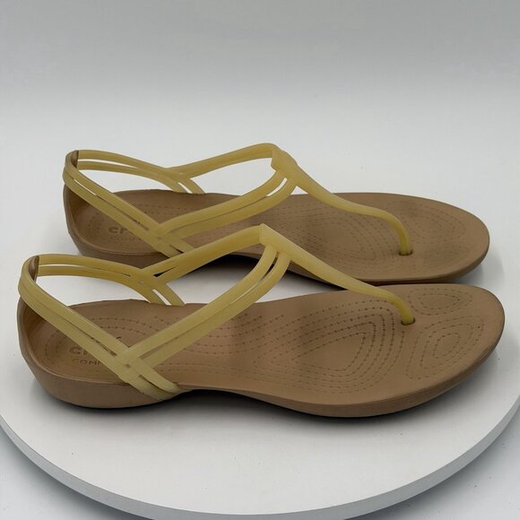 Crocs Women’s Size 8 Isabella T-Strap Sandals Yellow Jelly Thong - Picture 2 of 7